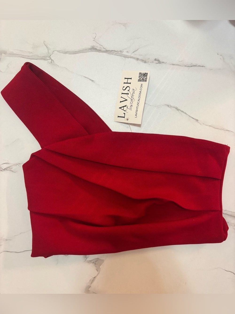 Lavish Red One-Shoulder Folded Crop Top